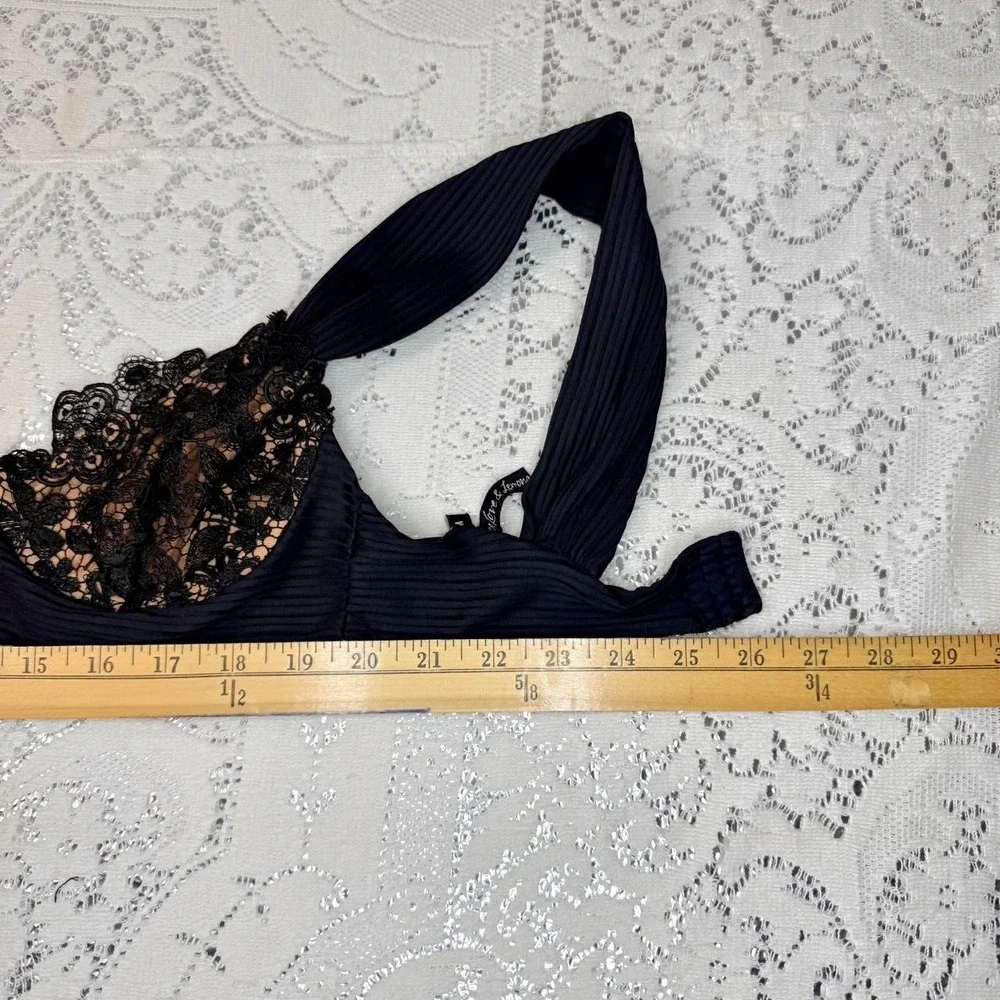 For Love & Lemons Black Lace Underwire Bikini Top – Size M